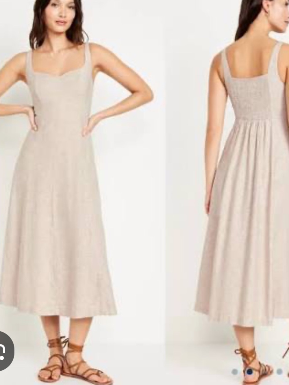 Old Navy Linen Fit And Flare Sleeveless Midi Dress In Flax Size Large - Picture 7 of 7
